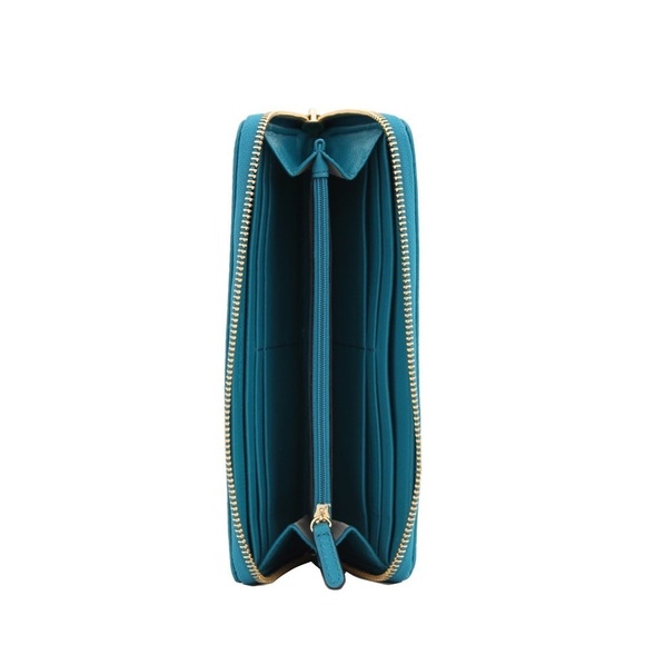 Michael Kors Jet Set Leather Zip Around Continental Wallet- Electric Blue NWOT - Picture 2 of 6